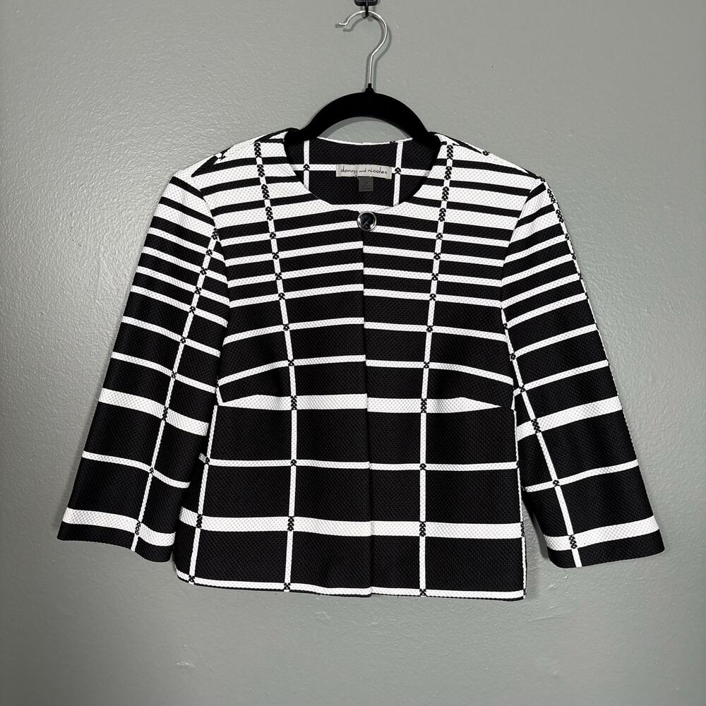 Danny and Nicole Black & White Mod Windowpane Blazer Jacket - Women's Size 10